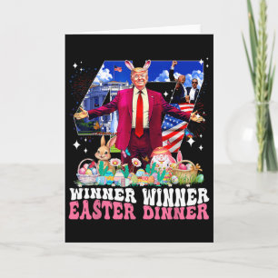 Carte Gagnant Dîner de Pâques Trump Lapin Chasse Œufs Jo