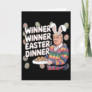 Carte Gagnant Dîner de Pâques Trump Lapin Chasse Œufs Jo