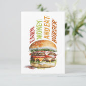 Carte Gagnez De L'Argent Et Mangez Burger, Burger Humori (Debout devant)