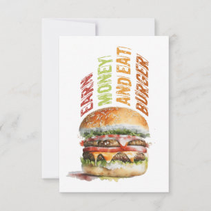 Carte Gagnez De L'Argent Et Mangez Burger, Burger Humori