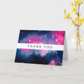 Carte Galaxie rose et bleu & étoiles Merci Abstrait (Fleur jaune)