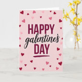 Carte Galentines Brushstroke Cœurs Heureuse (Fleur jaune)