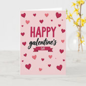 Carte Galentines Cœurs Rose Clair (Fleur jaune)