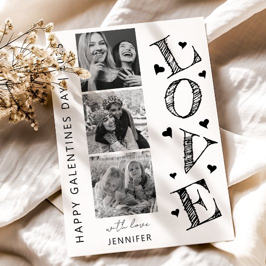 Carte Galentines Day Moderne Amour 3 Photos