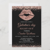 Carte Galentine's Day Night Out Rose gold Glitter Lips (Devant)