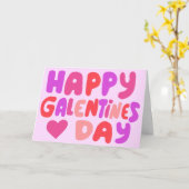 Carte Galentines Jour Bulles Lettres rose Curvy Retro (Fleur jaune)
