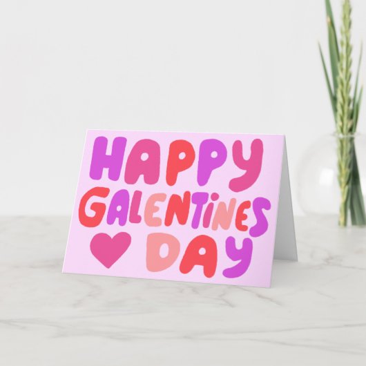 Carte Galentines Jour Bulles Lettres rose Curvy Retro (Devant)