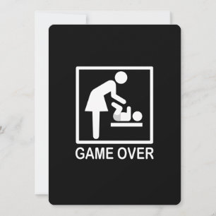 Carte Game Over Mom Funny Black and White Pictogram
