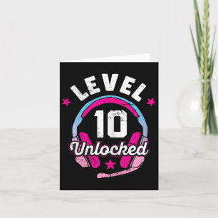Carte Gamer Girl Niveau 10 Débloqué Jeu Vidéo 10e Annive