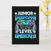 Carte Gamer Junior Groomsman Level Unlocked Video Gaming (Fleur jaune)