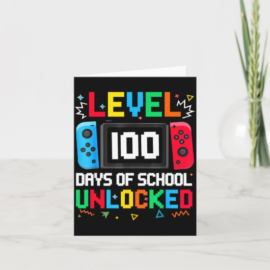 Carte Gamer Level Unlocked 100 Days Of School Student Bo (Devant)