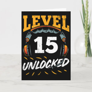 Carte Gamer Niveau 15 Déverrouillé Vidéo Jeu Fan 15e Ann