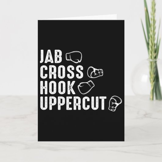 Carte Gants de boxe Jab Cross Hook Uppercut Boxeur  (Devant)