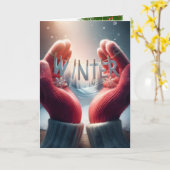 Carte Gants d'hiver avec des flocons de neige (Fleur jaune)