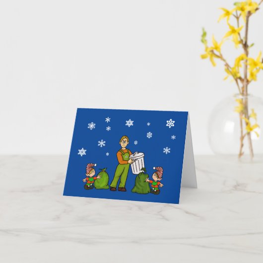 Carte Garbage Man and Elves Christmas Card (Fleur jaune)