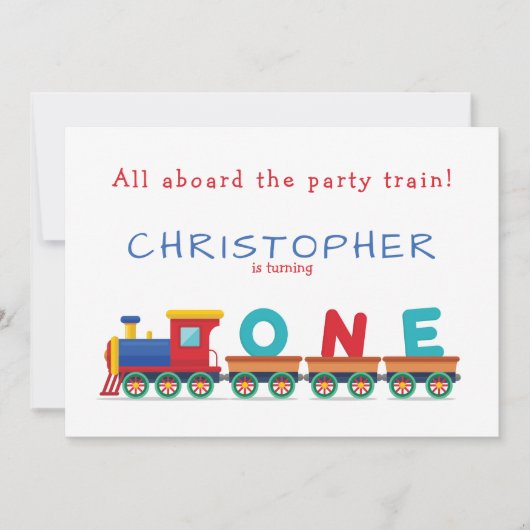 Carte Garçon 1er Anniversaire Train Chugga Chugga Choo C (Devant)