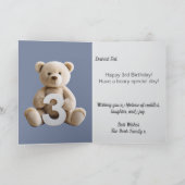Carte Garçon 3e anniversaire mignon ours ours en peluche (Intérieur)