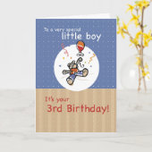 Carte Garçon 3ème Teddy Bear Balloon Anniversaire (Fleur jaune)