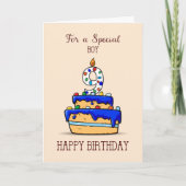 Carte Garçon 9e anniversaire, 9 sur Gâteau bleu doux (Devant)