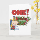 Carte Garçon Anniversaire Bébé 1er Anniversaire Tshirts  (Fleur jaune)