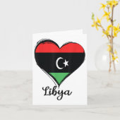 Carte Garçon avec cœur de drapeau libyen Fierté libyenne (Fleur jaune)