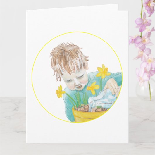 Carte Garçon avec jonquilles (Orchidée)