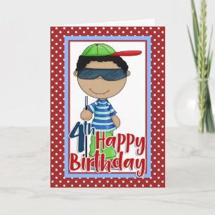 Carte Garçon aveugle - Joyeux 4ème anniversaire