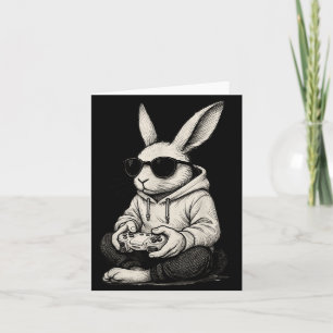 Carte Garçon Cool Lapin de Pâques Joueur de Jeux Vidéo