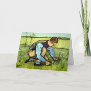 Carte Garçon coupant de l'herbe avec une faucille par Vi