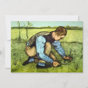 Carte Garçon coupant de l'herbe avec une faucille par Vi
