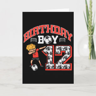 Carte Garçon d'anniversaire 12 Football Dab 12 ans Fête