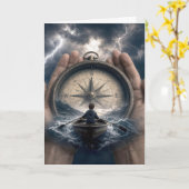Carte Garçon d'anniversaire dans un bateau à rames guidé (Fleur jaune)