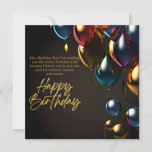 Carte Garçon d'anniversaire ironique (Devant)