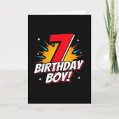Carte Garçon d'anniversaire Super-héros - 7 Ans - 7ème A (Devant)