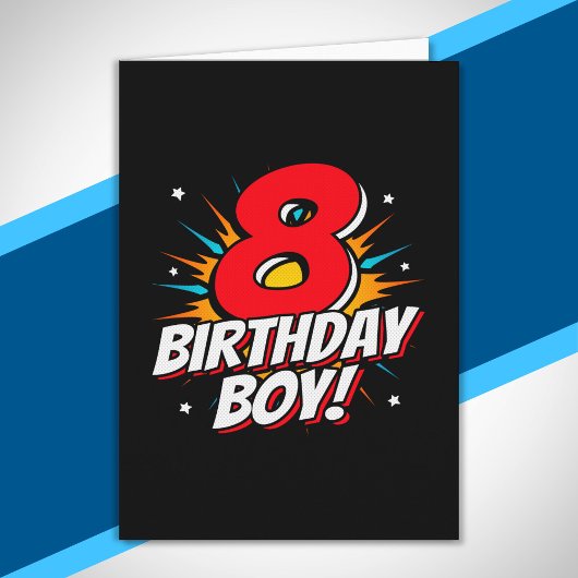 Carte Garçon d'anniversaire Super-héros - 8 Ans - 8e Ann