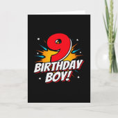 Carte Garçon d'anniversaire super-héros - 9 ans - 9e ann (Devant)