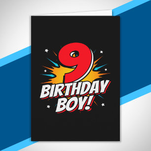Carte Garçon d'anniversaire Super-héros - 9 Ans - 9e Ann
