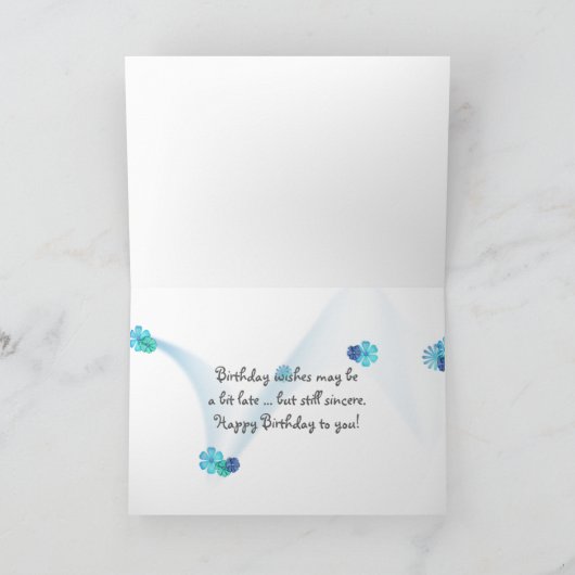 Carte garçon d'anniversaire tardif avec une expression c (Intérieur)