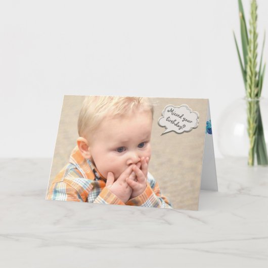Carte garçon d'anniversaire tardif avec une expression c (Devant)