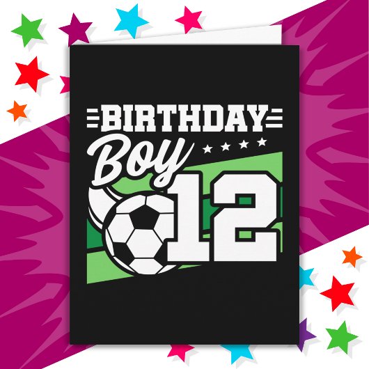 Carte Garçon de 12 ans Football Enfants Anniversaire 12 