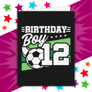 Carte Garçon de 12 ans Football Enfants Anniversaire 12 