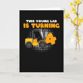 Carte Garçon de 4 ans 4e anniversaire Chariot élévateur (Fleur jaune)