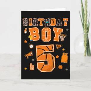 Carte Garçon de 5 ans pour fête d'anniversaire de 5 ans