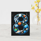 Carte Garçon de 8 ans astronaute dans l'espace pour son  (Fleur jaune)