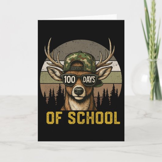 Carte Garçon de chasse de cerf de 100 jours d'école Camo (Devant)