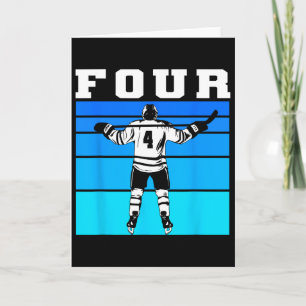 Carte Garçon de hockey 4e anniversaire Quatre anniversai
