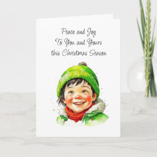 Carte Garçon elfique mignon Noël paisible