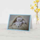 Carte garçon empilé jumeaux félicitations (Fleur jaune)