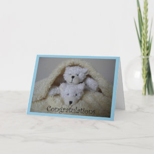 Carte garçon empilé jumeaux félicitations