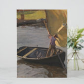 Carte Garçon en voilier sur la rivière (Debout devant)